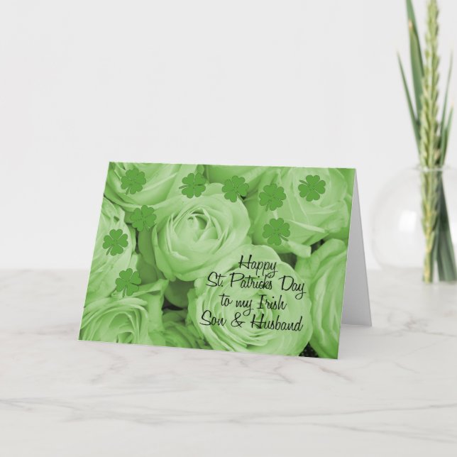 Son & Husband  St. Patrick's Irish roses Card (Front)
