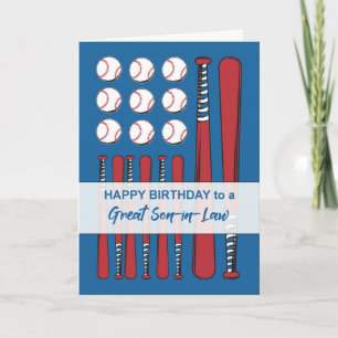 Son in Law Baseball Flag Birthday Red White Blue Card