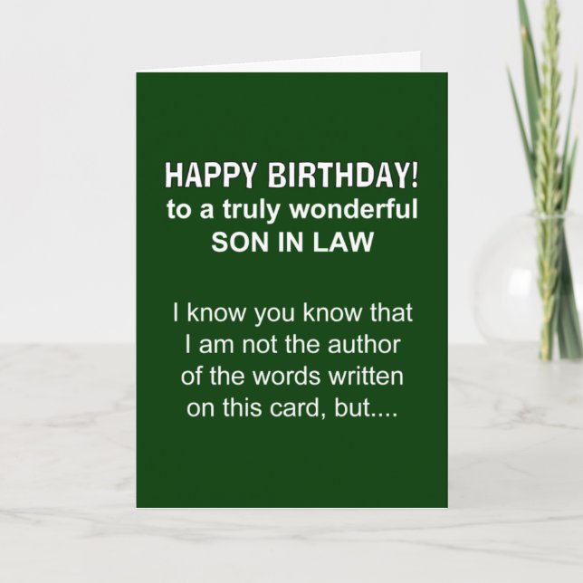 Son in law birthday card (Front)