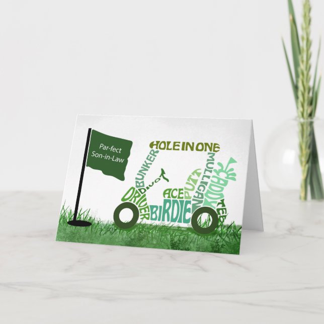 Son in Law Father's Day Par-Fect Golf Cart Words Card (Front)
