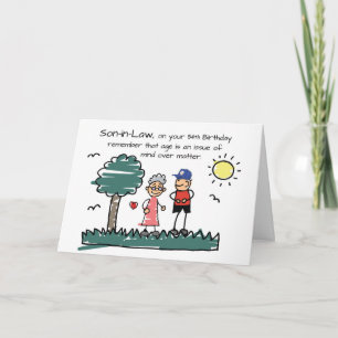 Son in Law Getting Older Birthday Stick Figures Card