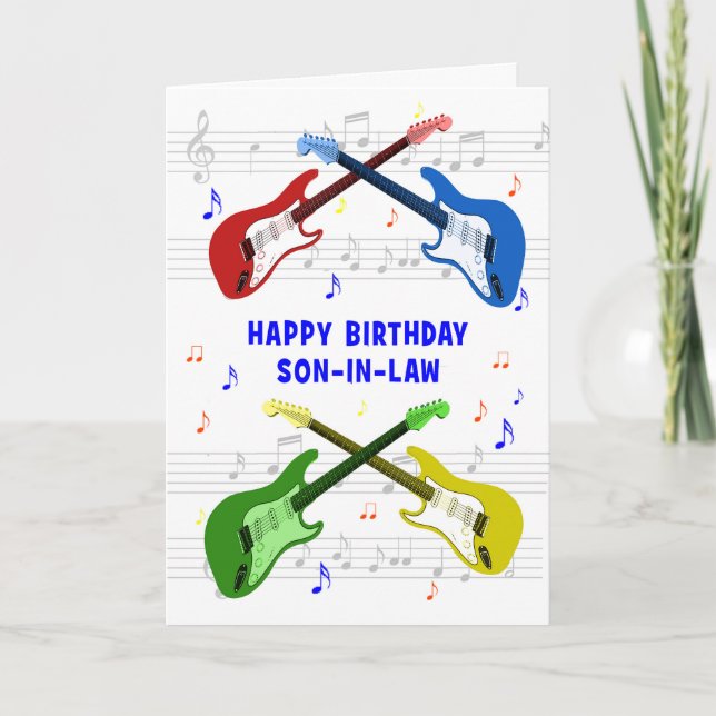 Son in Law  Guitars Birthday Card (Front)