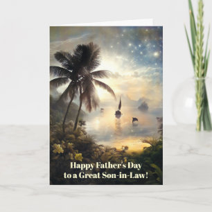 Son in Law Happy Fathers Day With Sailboat Ocean Card
