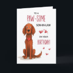 Son in Law Irish Setter Whimsical Birthday Card<br><div class="desc">Here’s a fun and whimsical birthday card for your son-in-law, featuring an adorable Irish Setter illustration with a playful front message. Perfect for any son-in-law who loves dogs, especially this elegant breed, this design brings humour and warmth to his special day. The short, funny inside message will make him smile...</div>