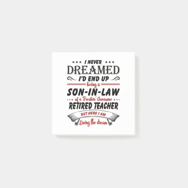 Son In Law Of Awesome Retired Teacher Post-it Notes (Front)