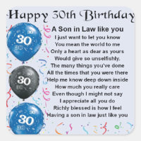 Son in Law Poem  - 30th Birthday