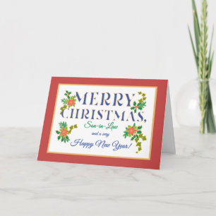 Son-in-Law, Poinsettias Holly Ivy Christmas Card