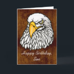 Son in the troops Birthday Card<br><div class="desc">If your son is fighting for your country and is having a birthday away from home, this father to his son card is ideal. DESIGN - A close up vector illustration of the face of a bald eagle, has the words "Happy Birthday, Son" below it and a meaningful message inside,...</div>