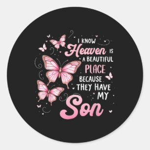 Son Is My Guardian Angel In Heaven Memorial Day Me Classic Round Sticker