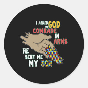 Son Kid Autistic Puzzle Piece Cool Autism Awarenes Classic Round Sticker