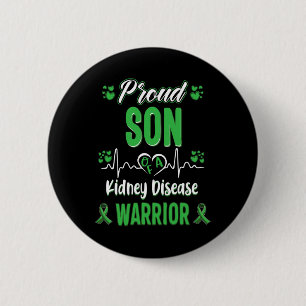 Son Kidney Disease Warrior Awareness Ribbon Green  6 Cm Round Badge