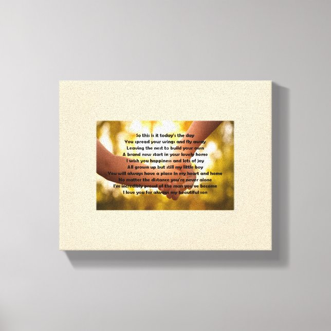 Son leaving home poem on canvas print (Front)