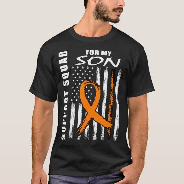 Son Leukaemia Awareness American Flag Mum Dad Pare T-Shirt (Front)