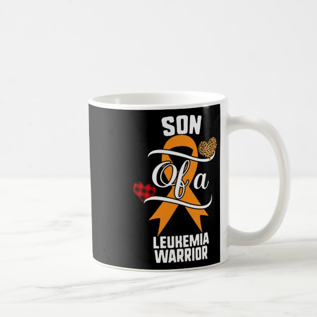 Son Leukaemia Awareness Leopard Buffalo Plaid Fami Coffee Mug (Right)