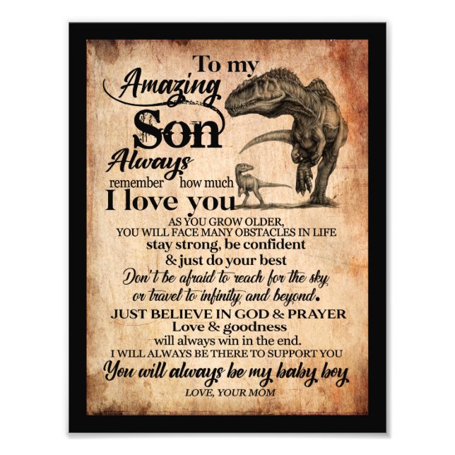 Son Lovers | To My Amazing Son Remember I Love You Photo Print (Front)