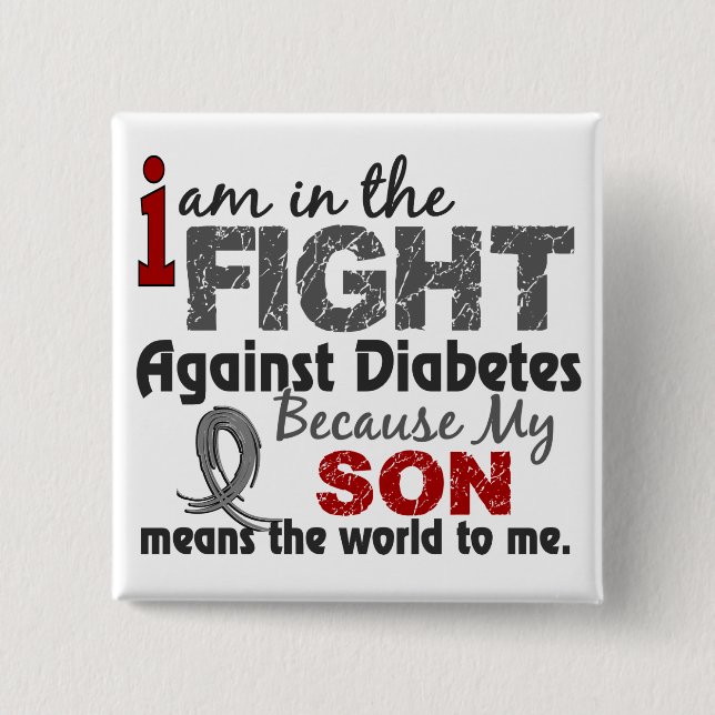 Son Means World To Me Diabetes 15 Cm Square Badge (Front)