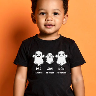 Son Mum And Dad 3 Person Ghost Family Halloween Baby T-Shirt