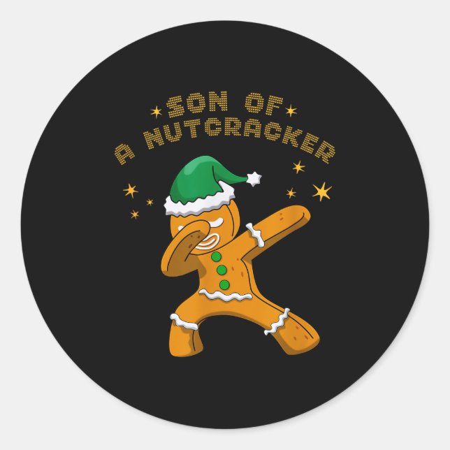 Son Of A Nutcracker Pajamas Christmas Gingerbread  Classic Round Sticker (Front)