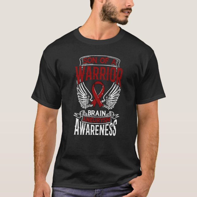 Son Of A Warrior Brain Aneurysm Awareness Support  T-Shirt (Front)