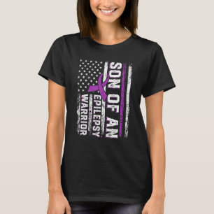 Son of a Warrior Epilepsy Purple Ribbon Support Us T-Shirt