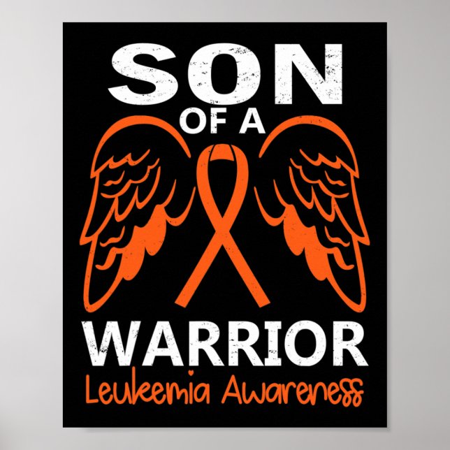 Son Of A Warrior Leukaemia Awareness Angel Wings  Poster (Front)