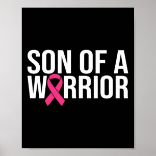 Son Of A Warrior Pink Ribbon Breast Cancer Awarene Poster