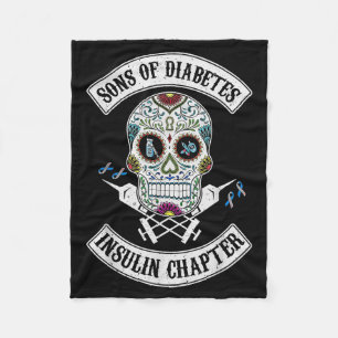 Son Of Diabetes Insulin Chapter Funny Skull Fleece Blanket
