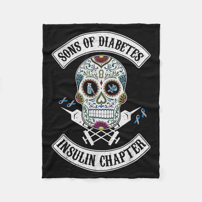 Son Of Diabetes Insulin Chapter Funny Skull Fleece Blanket (Front)