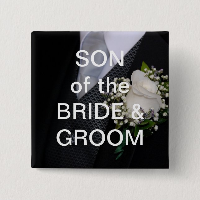 Son Of The Bride And Groom 15 Cm Square Badge (Front)