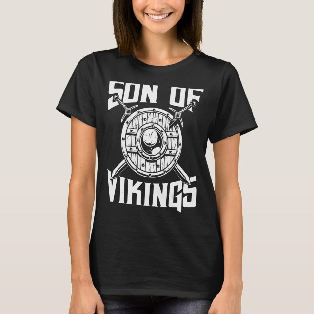 Son of Viking Axe Warrior Valhalla Warriors Mythol T-Shirt (Front)