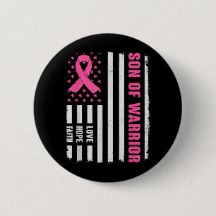 Son Of Warrior Aamerican Flag Breast Cancer 6 Cm Round Badge