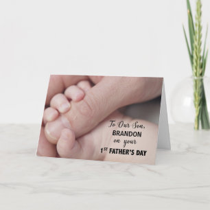 Son on First Father's Day Baby Hand in Hand Card