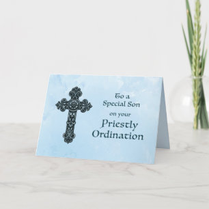 Son Ordination Congratulations Ornate Cross Card