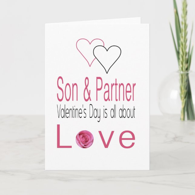 Son & Partner Happy Valentine's Day Roses Holiday Card (Front)