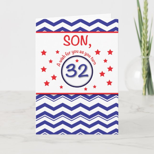 Son, Patriotic 32nd Birthday Card (Front)