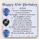 Son Poem  - 40th Birthday Design Coaster<br><div class="desc">A great gift for a son on his 40th birthday</div>
