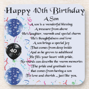 Son Poem - 40th Birthday Design Coaster