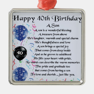 Son Poem - 40th Birthday Design Metal Tree Decoration