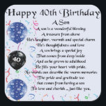Son Poem  - 40th Birthday Design Square Sticker<br><div class="desc">A great gift for a son on his 40th birthday</div>
