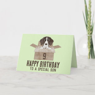 Son Puppy in Box Birthday Card