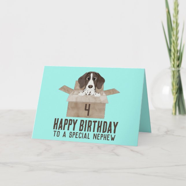 Son Puppy in Box Birthday Card (Front)