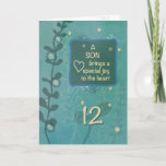 Son Religious 12th Birthday Green Hand Drawn Look Card<br><div class="desc">He has always been a good boy and a good son. Now that he is turning twelve soon,  this is the best card that you can give him as the entire family celebrates his 12th birthday.</div>