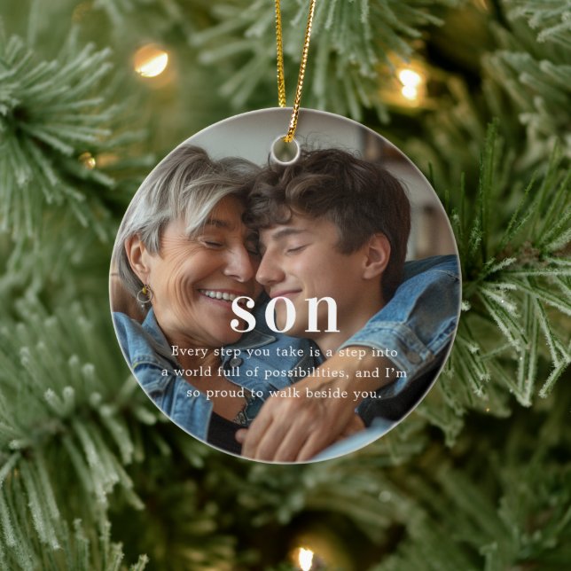 Son | Sentimental Photo Keepsake Christmas Ceramic Tree Decoration (Tree)