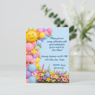 Son Shine Baby Boy Shower Digital Download Invitation