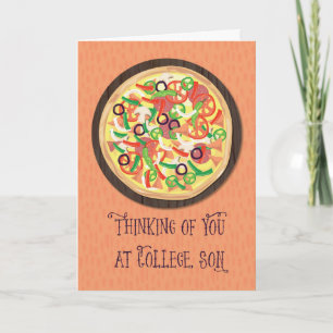 Son Thinking of you at College Pizza Card