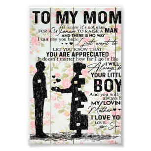 Son To Mum Gift For Mum, Mum Birthday Gift Idea Photo Print