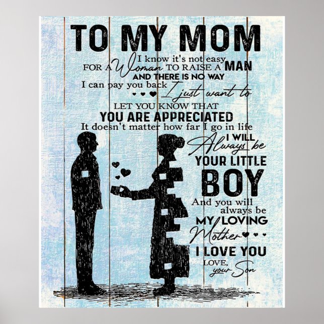 Son To Mum Gift, Personalise Letter To My Mum Gift Poster (Front)