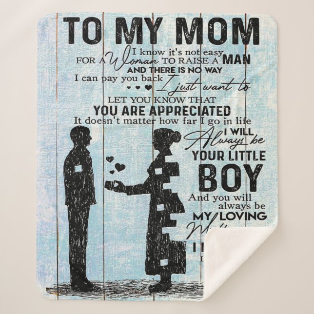 Son To Mum Gift, Personalise Letter To My Mum Gift Sherpa Blanket (Front)