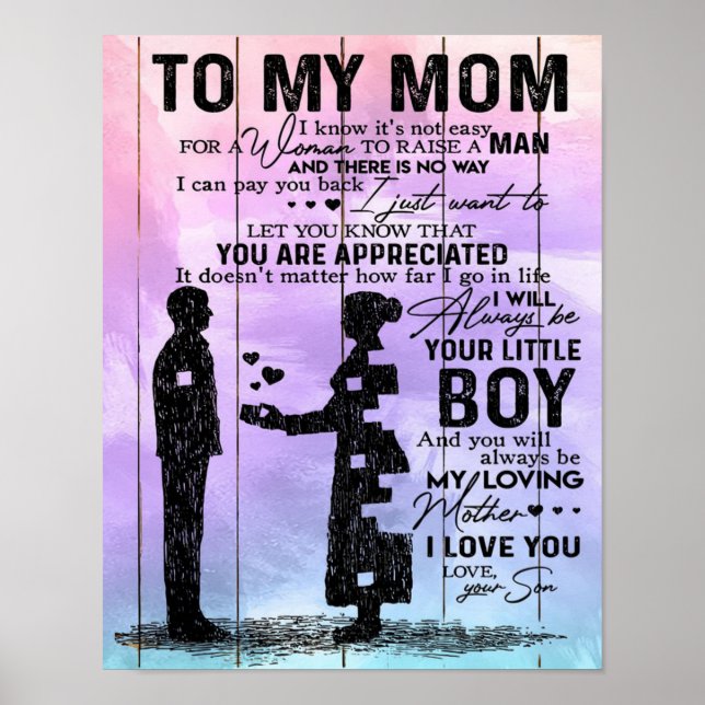 Son To My Mum Letter, Mother Birthday Gift Poster (Front)