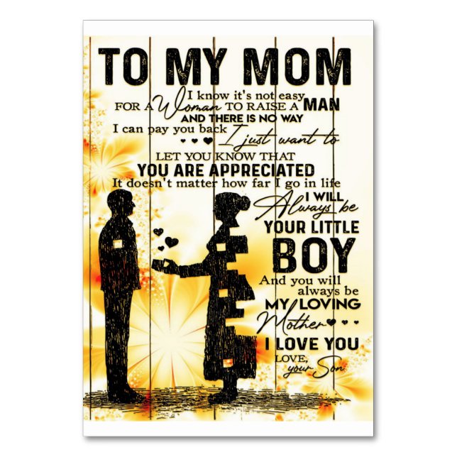 Son To My Mum Letter | New Home Decor Gift Table Number (Front)